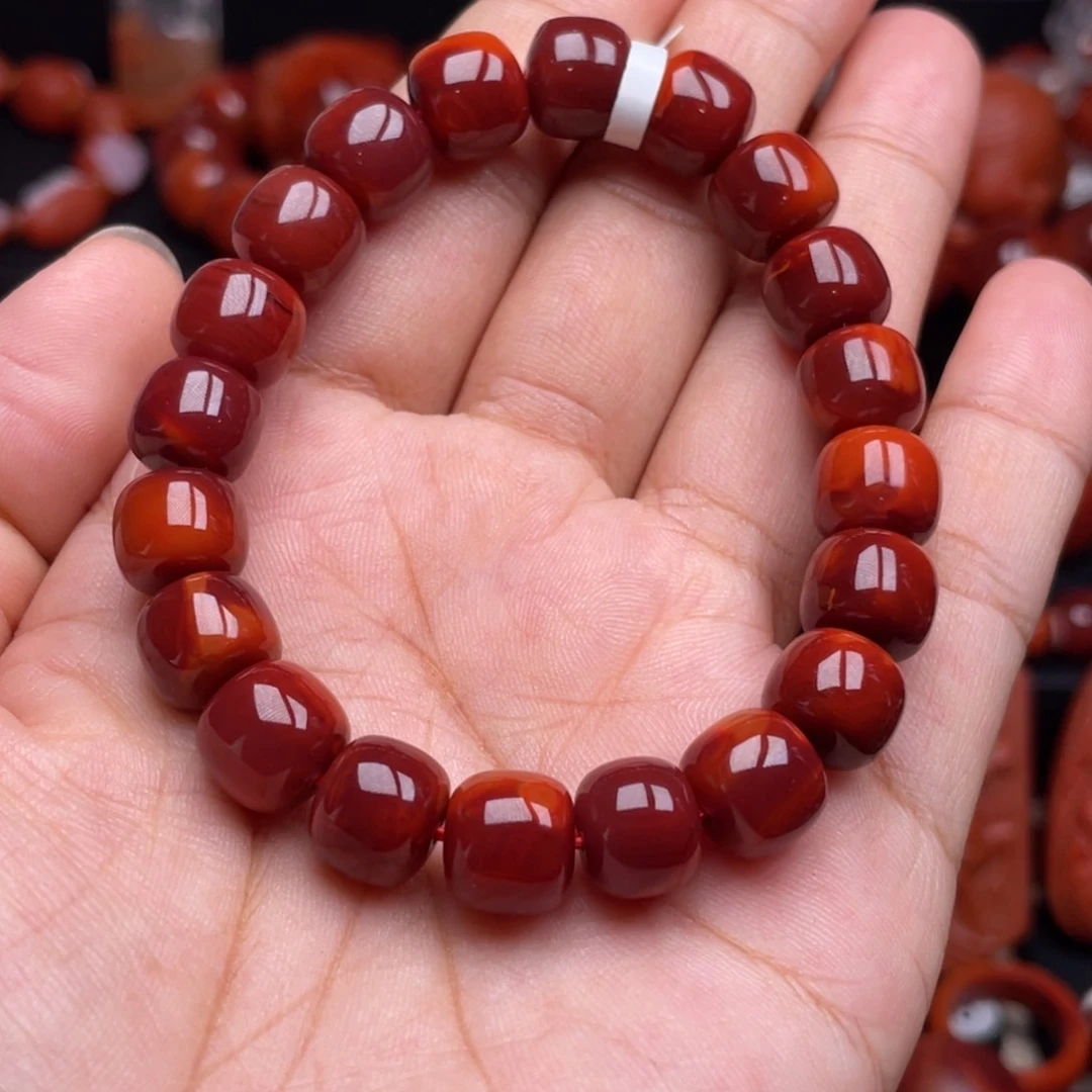 南红玛瑙未镶嵌珠宝奇石单圈10mm