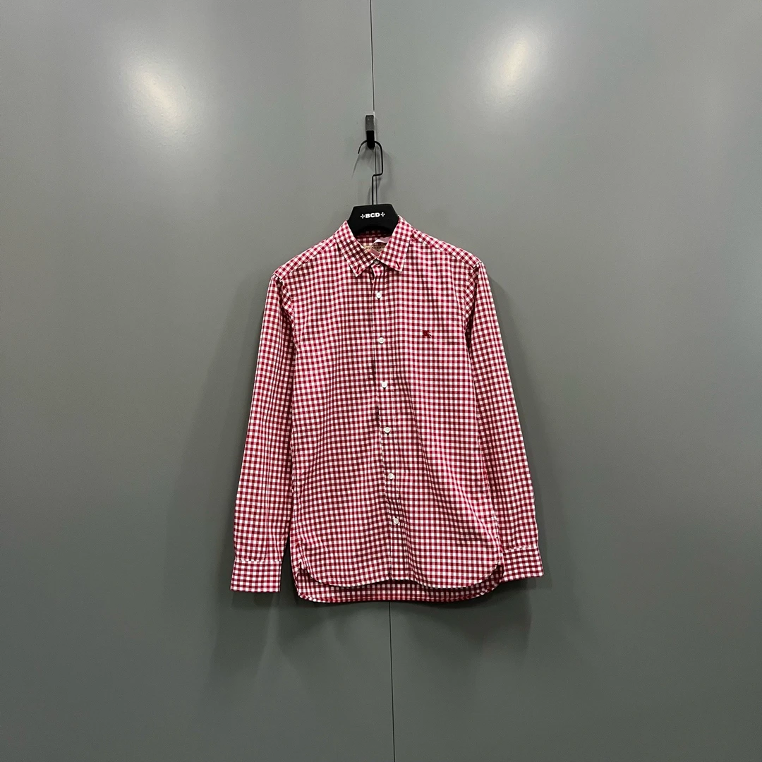 95新 BURBERRY/博柏利 jp915 700260 白红格子衬衫 S码