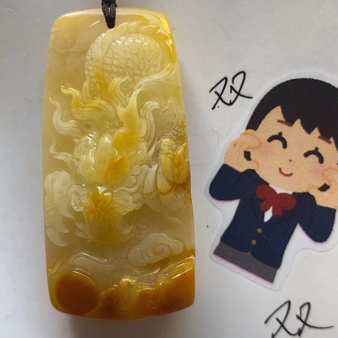 定制琥珀未镶嵌龙牌