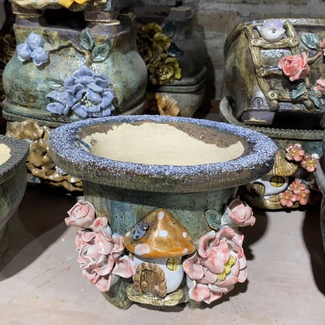 红陶青藤花器多肉花盆