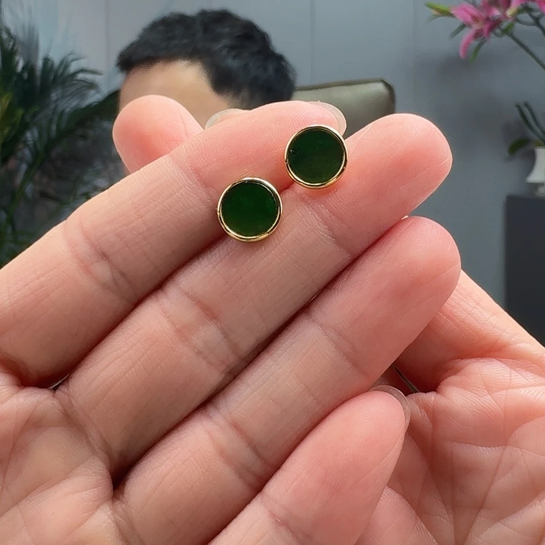 翡翠耳饰银S925镶嵌天然