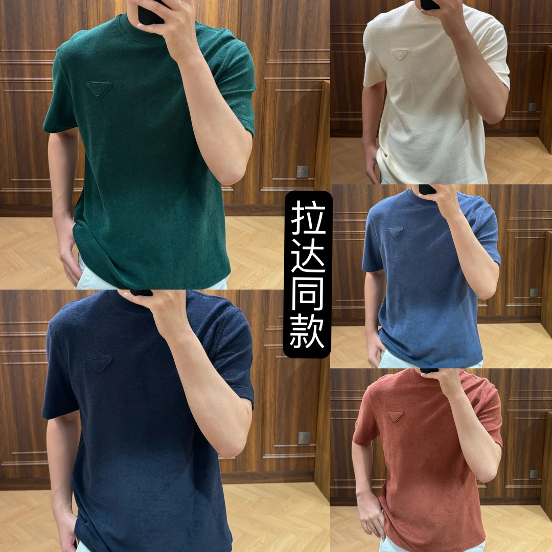 秋冬｜ 男士『P家同款』时尚毛巾面料三角标圆领短袖T恤CK706