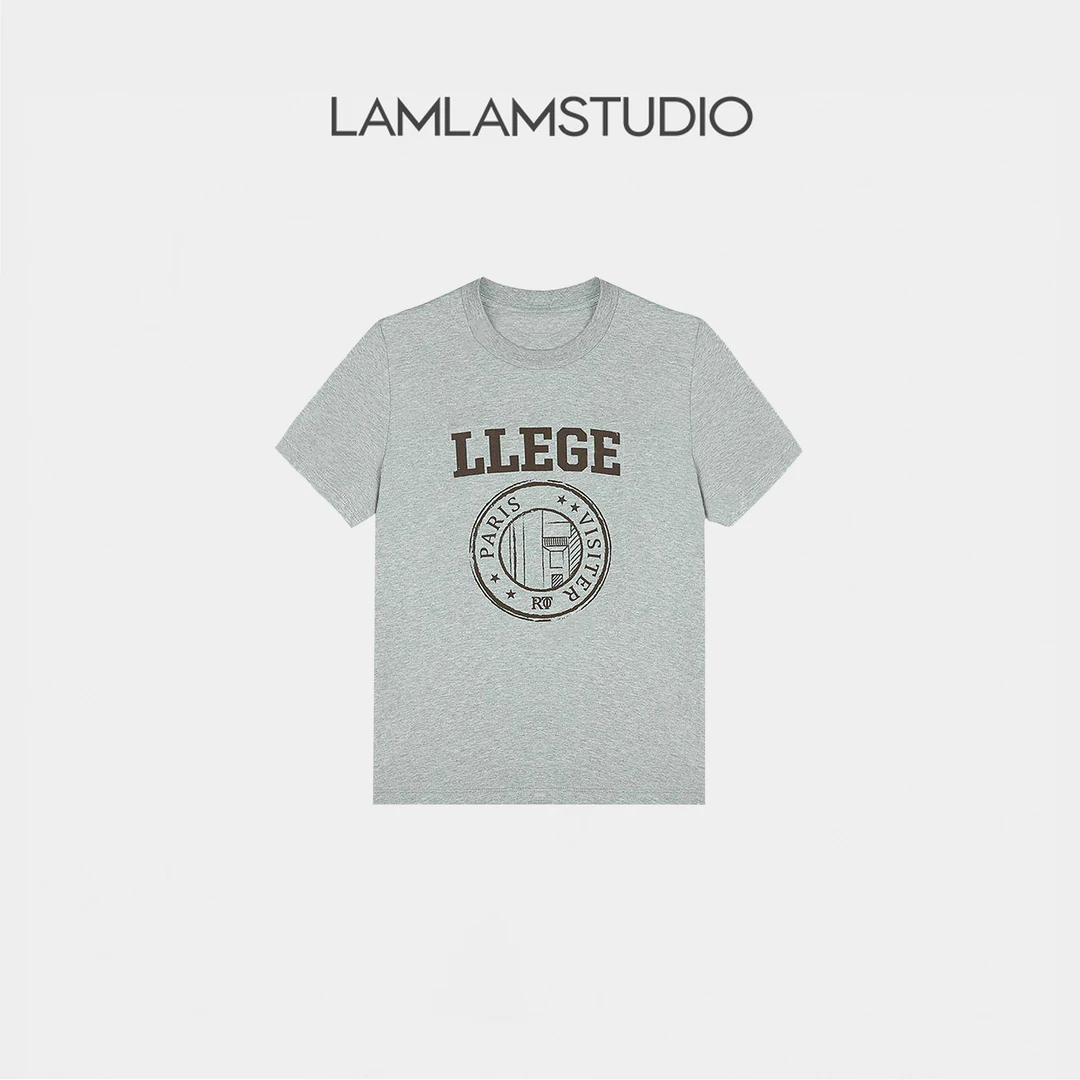 “巴黎访客”220G纯棉圆领经典印花休闲简约T恤 张一琳 G389T