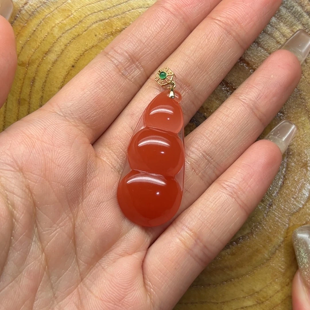 南红玛瑙18K金镶嵌配饰