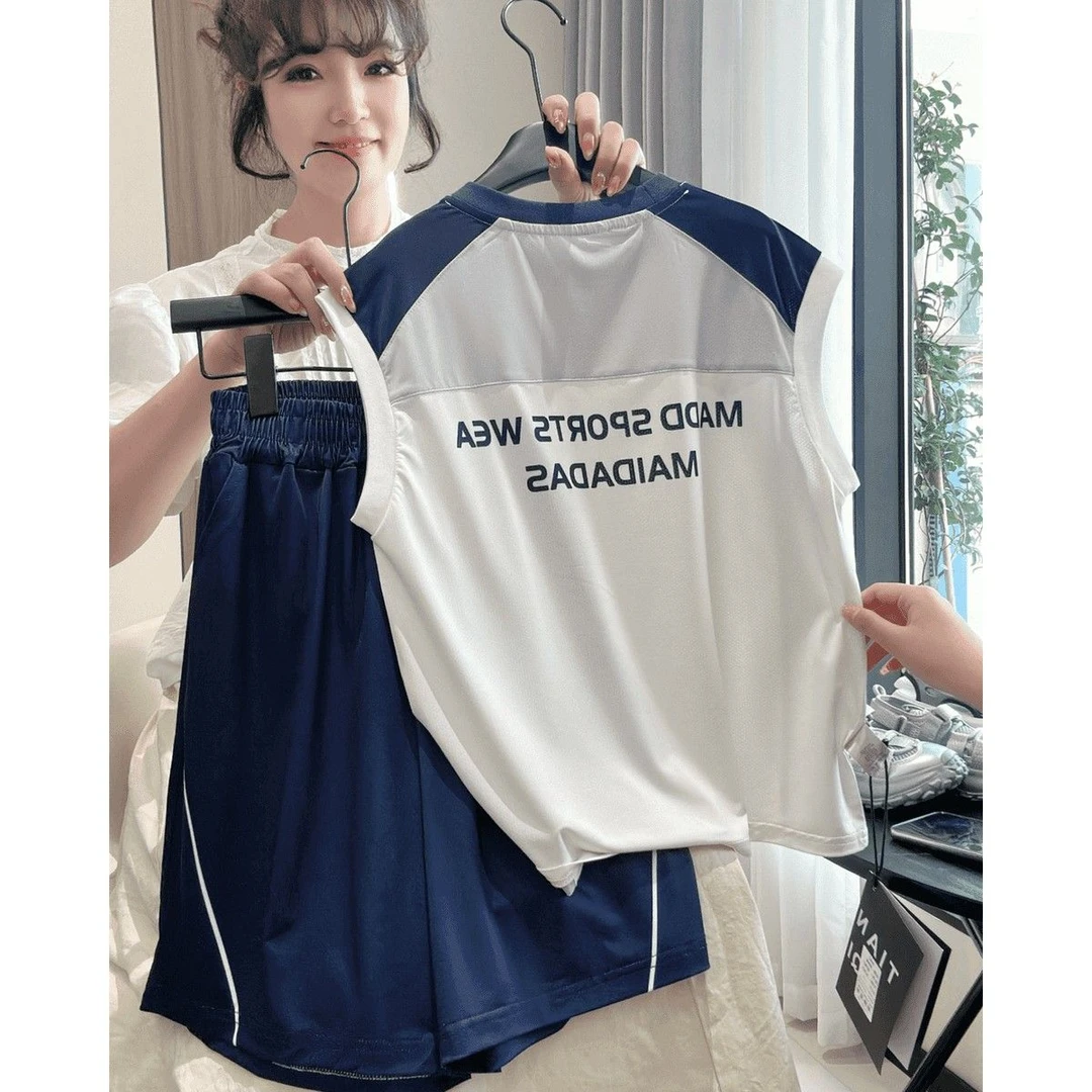 男童速干运动背心套装儿童夏季装坎肩中大童宽松无袖薄款男孩衣服