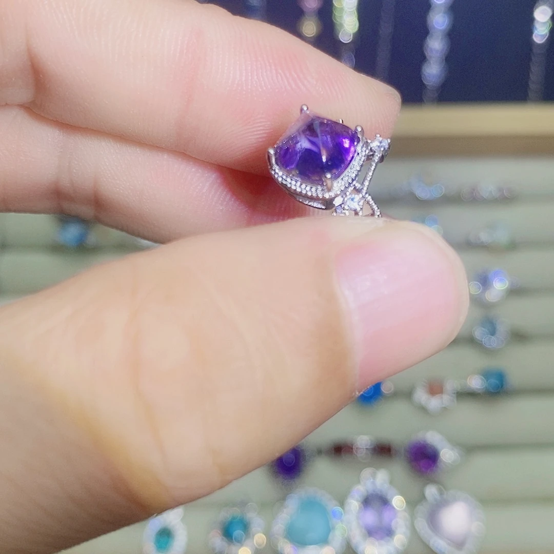 银S925镶嵌戒指紫晶