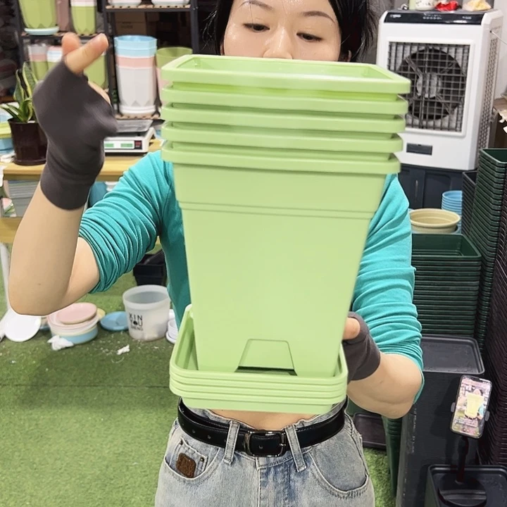 正品方盆口16高18果绿色5个带托