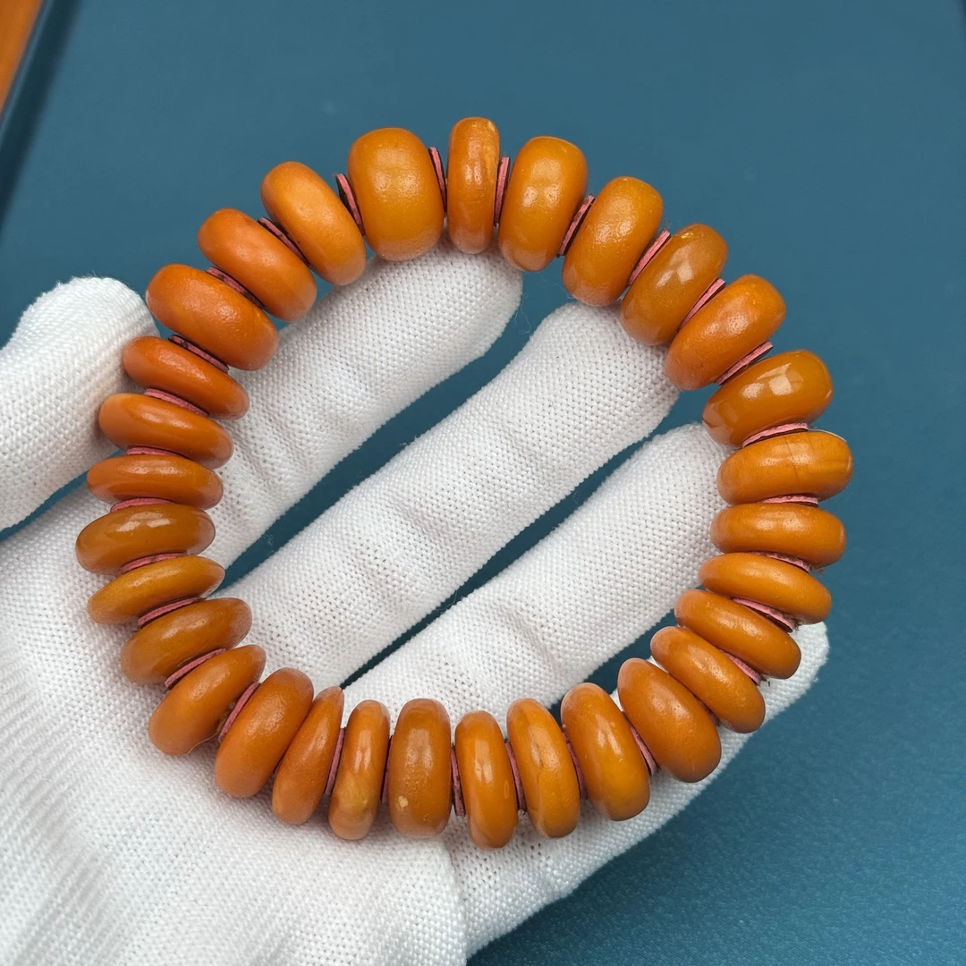 Y1471天然原矿蜜蜡 回流老蜡手串17mm 35.9克 20克价