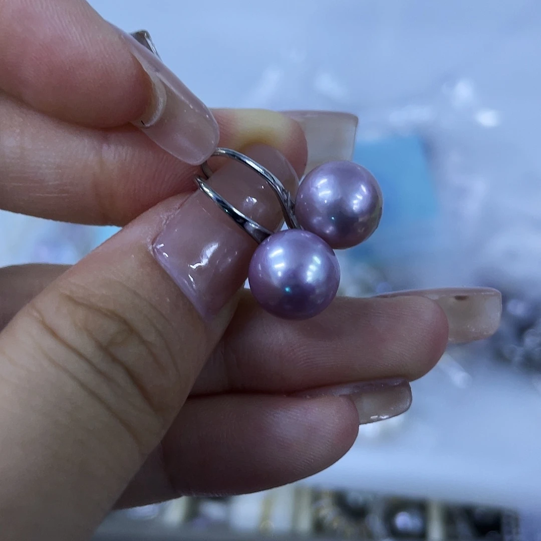 银S925镶嵌淡水珍珠耳饰