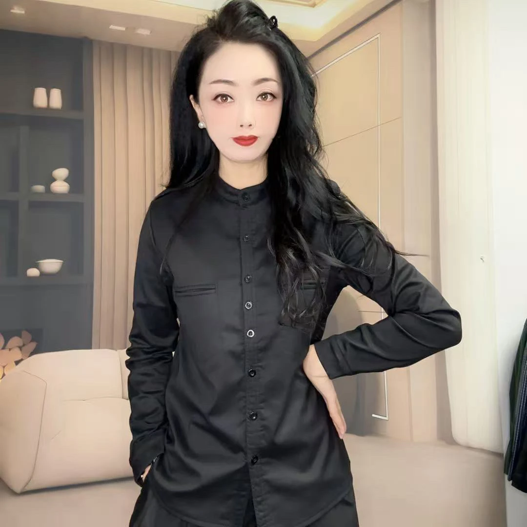 K7066(加绒保暖）小立领洋气百搭显瘦时尚减龄女款衬衫