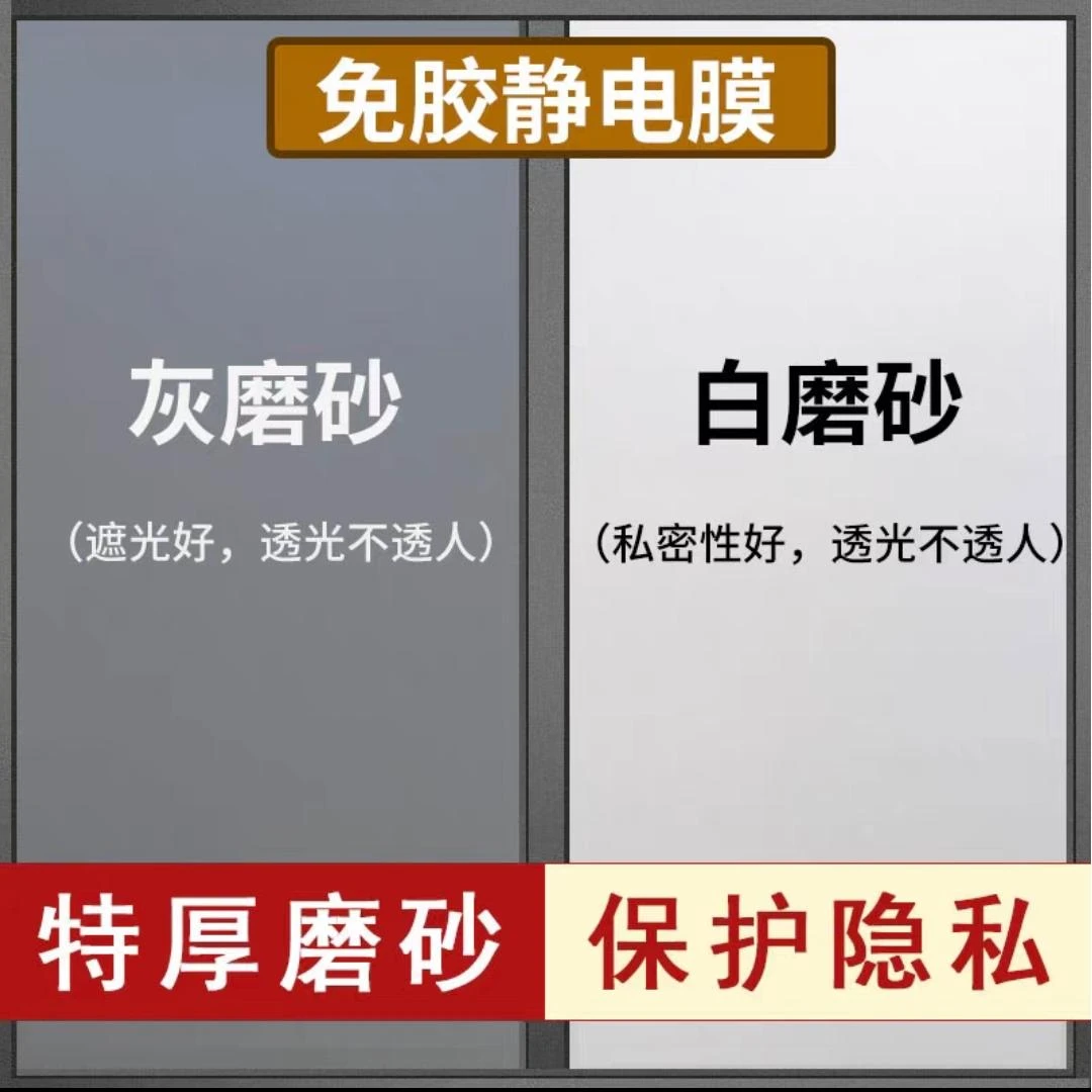 磨砂透光玻璃贴膜不透明玻璃贴纸浴室隔断厨房窗户隐私膜防窥贴膜