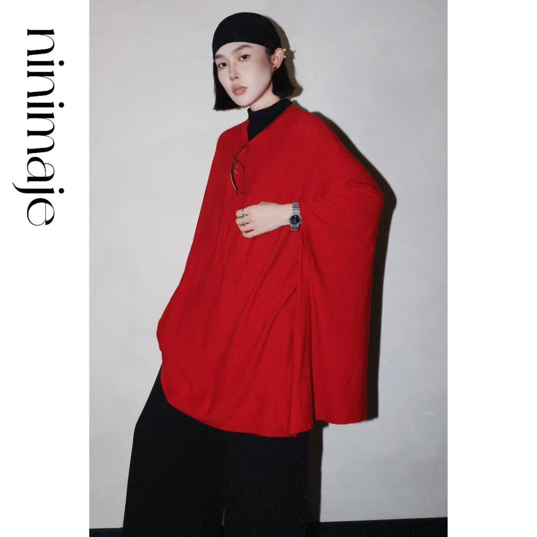 NanBeiBei 小红袍 设计款极简松弛廓形大量感宽袖上衣 057