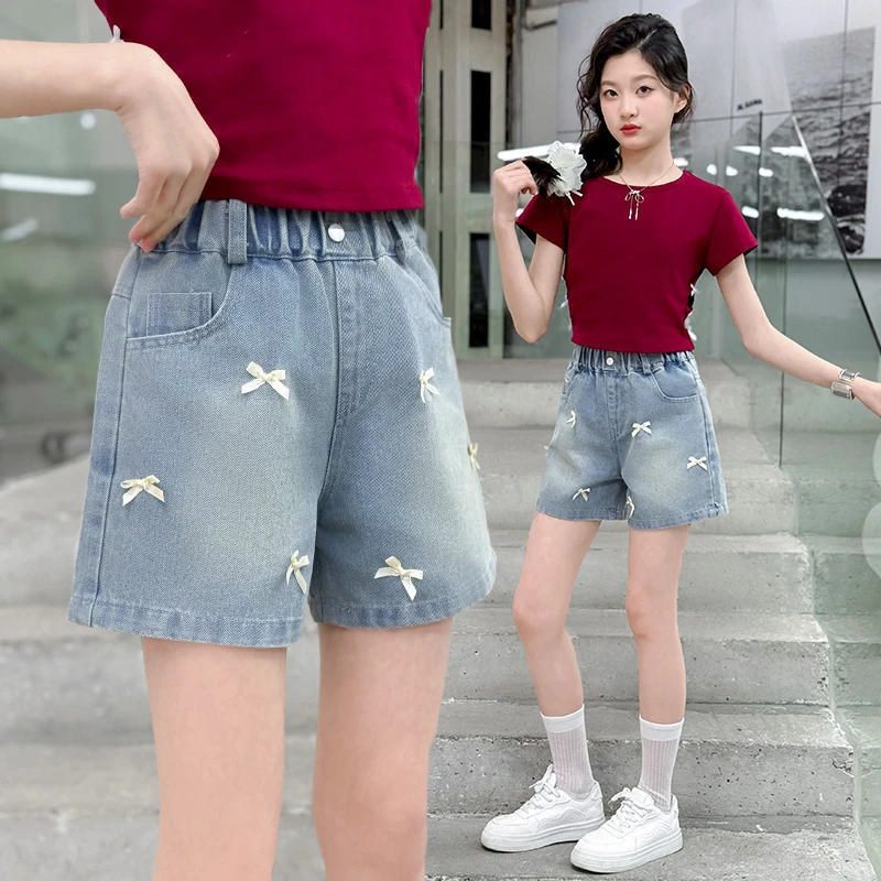 女童牛仔短裤夏装新款洋气儿童裤子夏天薄款中大童百搭外穿热裤潮