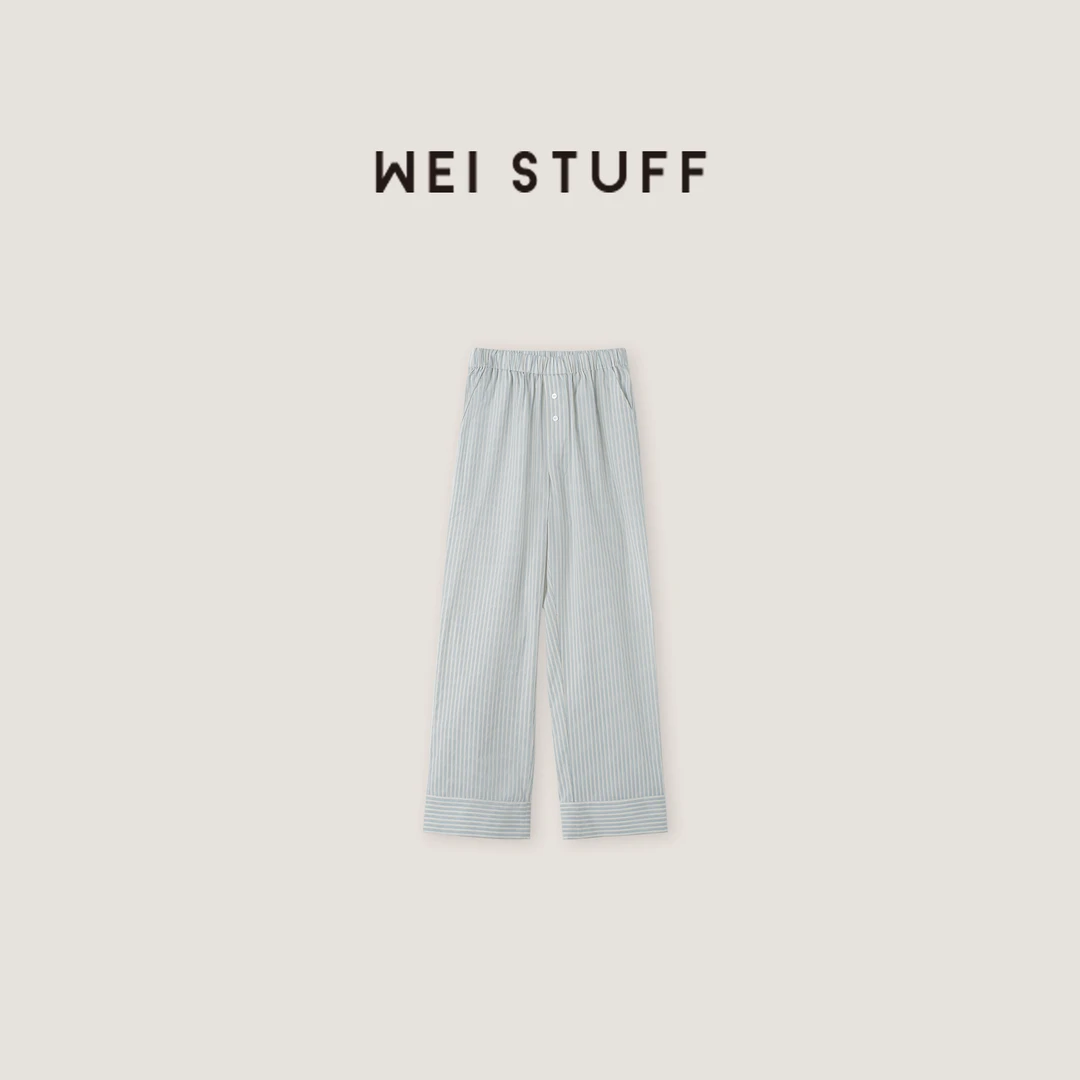 WEI STUFF  时尚经典高腰舒适百搭条纹休闲裤 8968