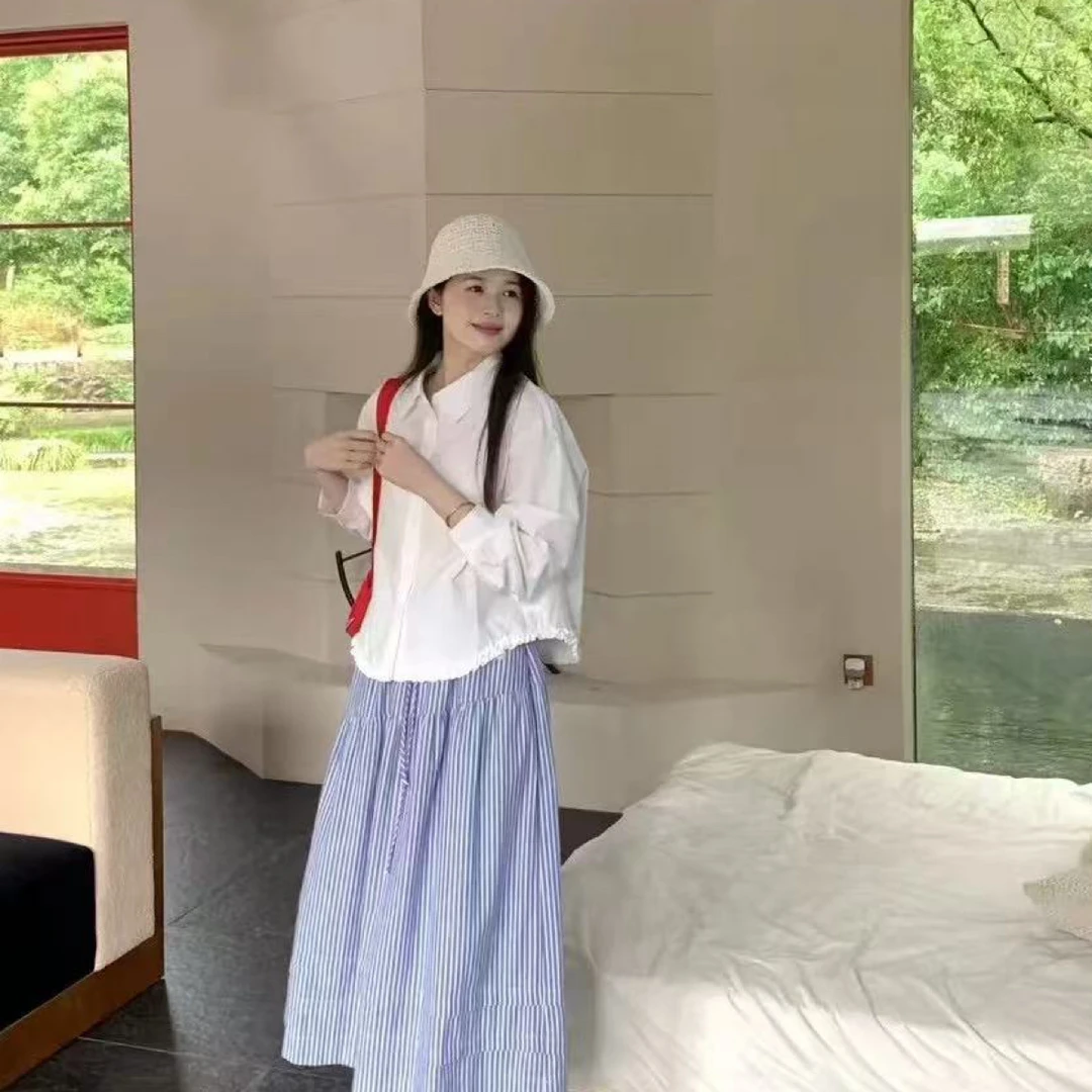XN下摆花边净版长袖衬衫时尚百搭秋季
