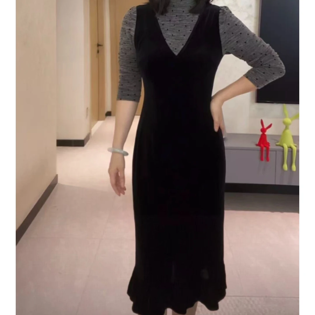 【假两件】轻奢高级感气质显瘦女人味高级感连衣裙YF25422