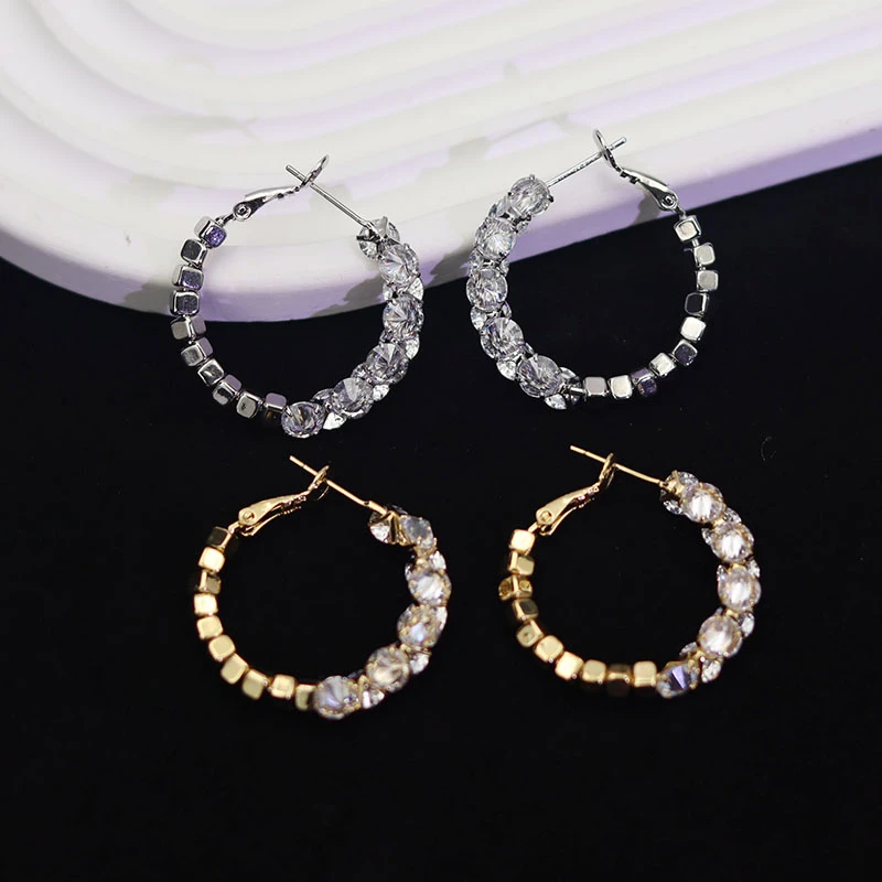 铜合金耳饰 碎银子素圈耳环女小众设计轻奢高级感耳圈杨紫同款