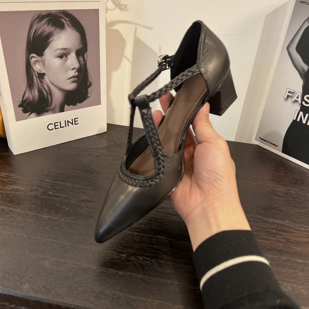 李大龙10043牛皮4公分/欧洲站时尚新款春秋尖头高货浅口通勤单鞋