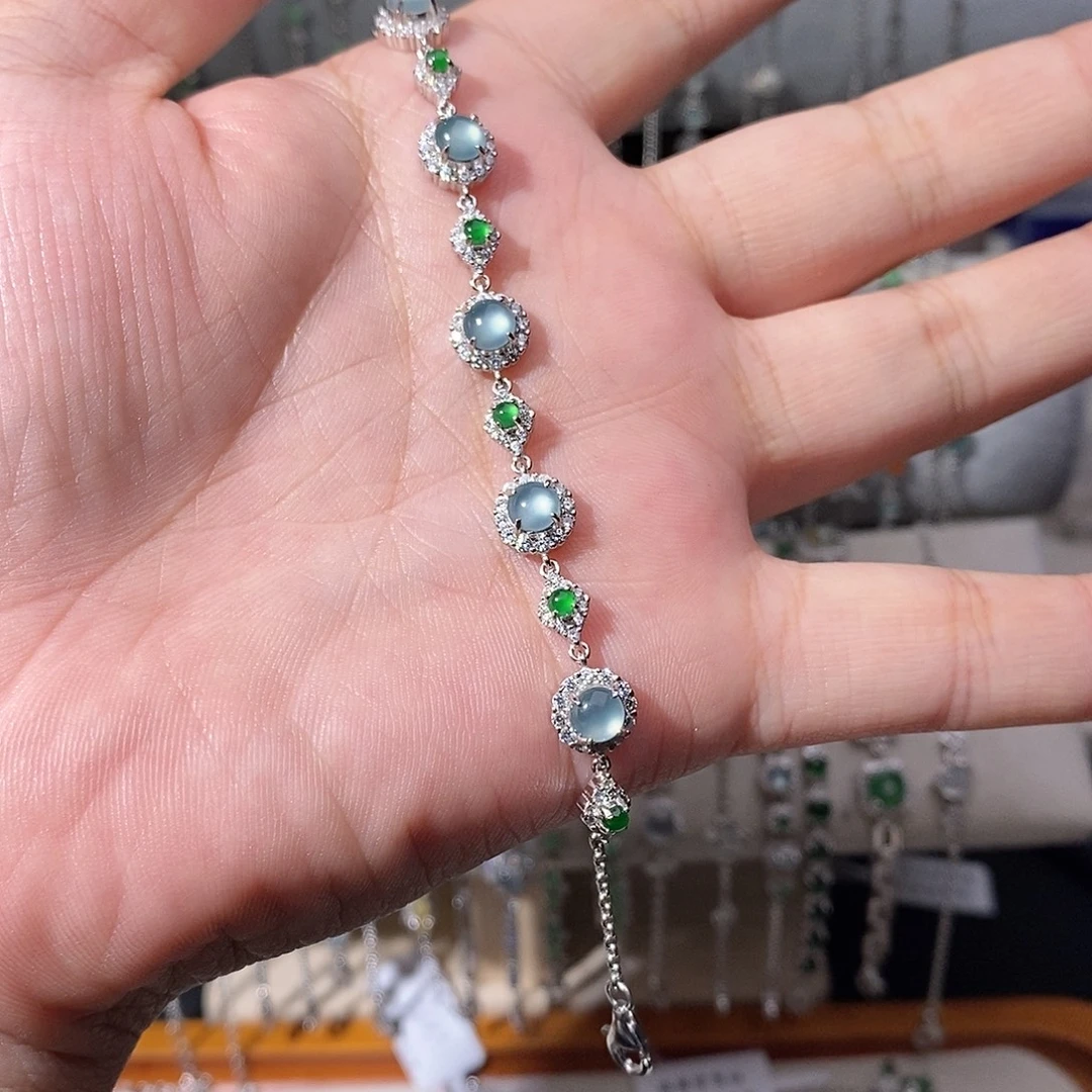 翡翠银S925镶嵌手链