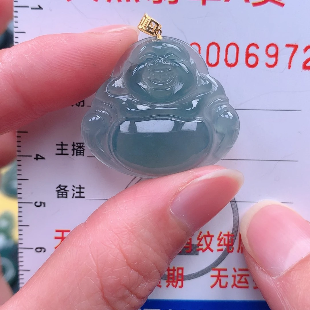 翡翠吊坠(不含链)18K金镶嵌吊坠