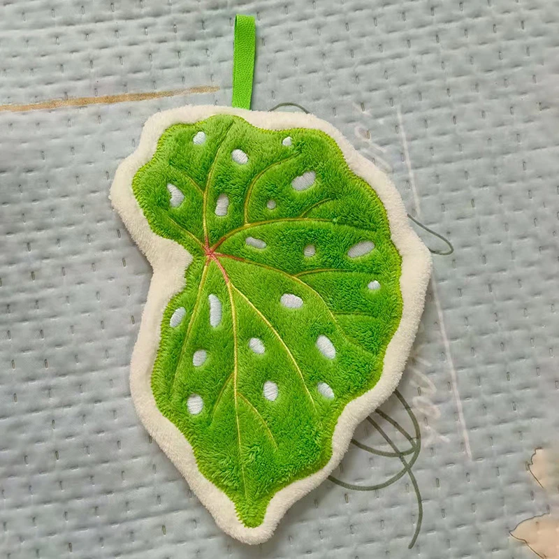 创意树叶擦手巾可爱不易掉毛挂式毛巾珊瑚绒加厚吸水厨房清洁抹布