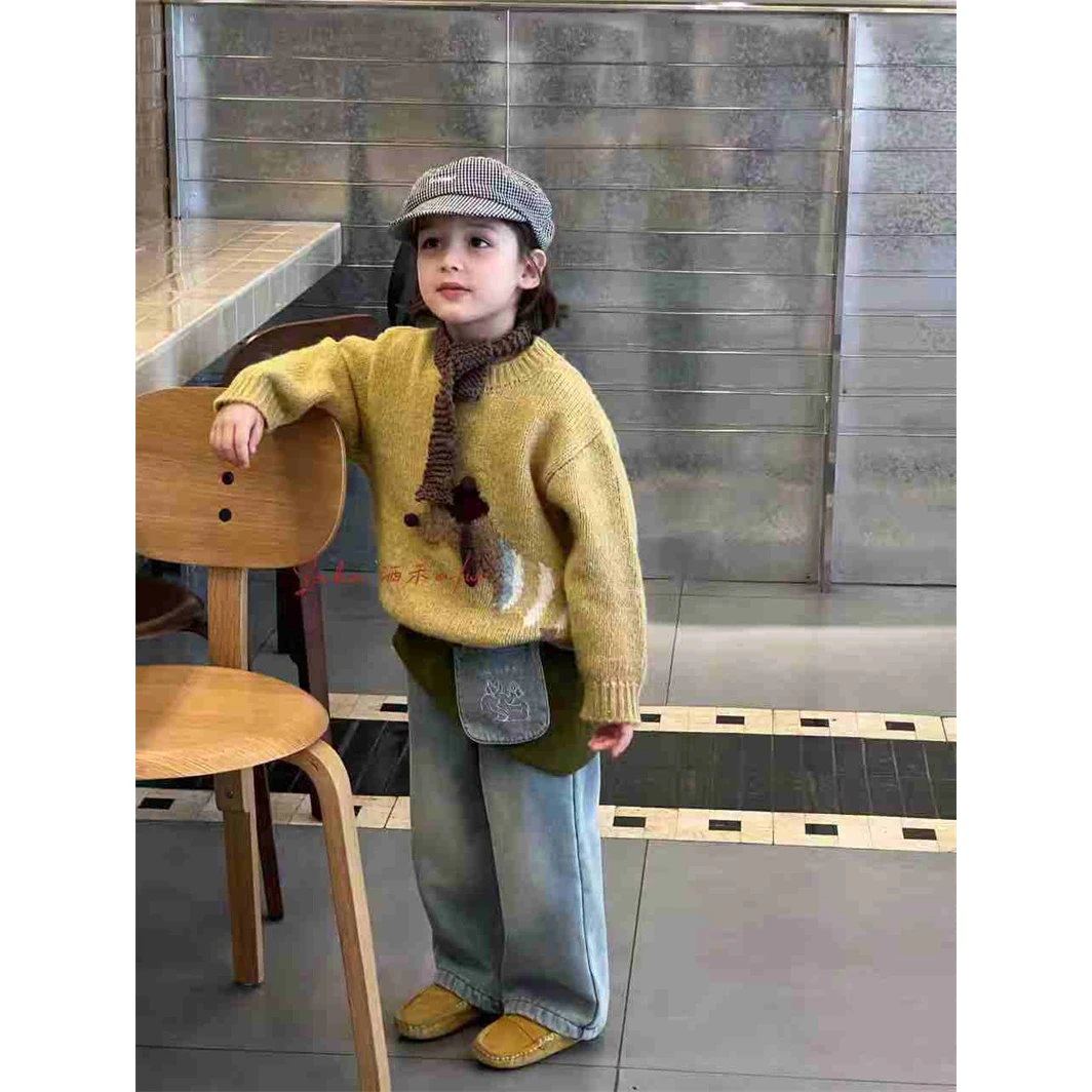 洒禾·25冬~ 直筒加绒牛仔裤SH505（童装汉服）