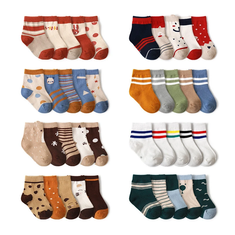 春秋季儿童袜子男童女童透气中筒袜婴儿女宝宝学生公主棉袜秋天