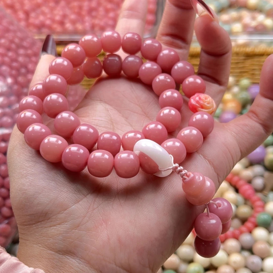 白玉菩提吊坠c11mm120颗 霓裳粉