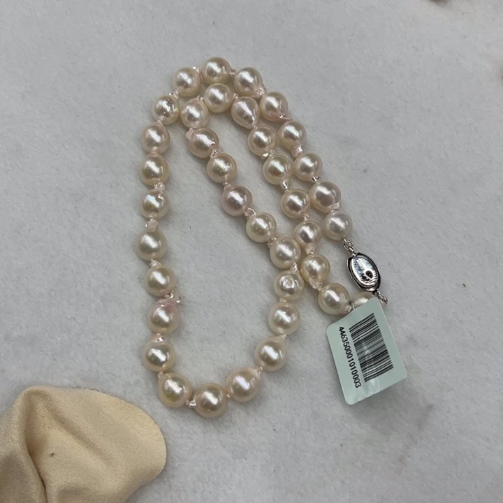 项链银S925镶嵌海水珍珠8-10mmAK