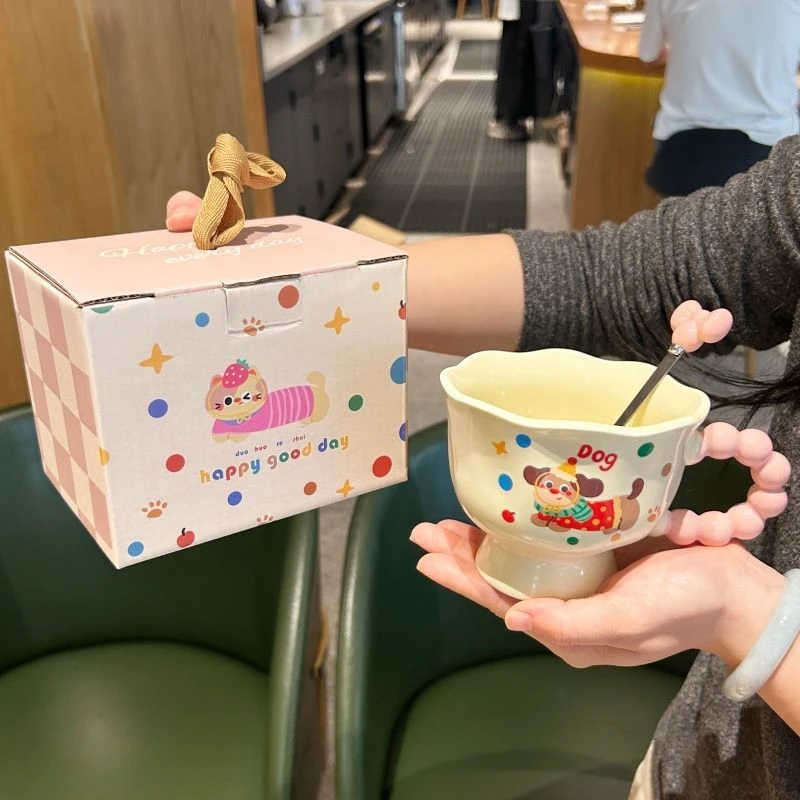 奶fufu小狗小猫马克杯高颜值陶瓷杯情侣送女生生日礼物伴手礼品in