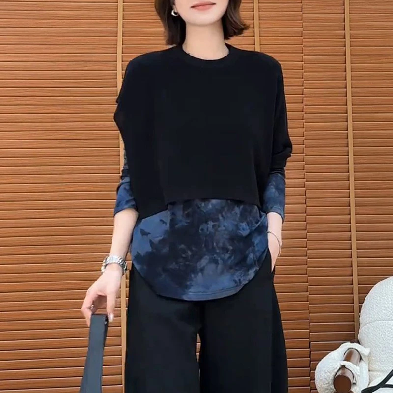 早秋高级感穿搭套头披肩针织上衣女叠穿时尚气质短款罩衫t恤套装