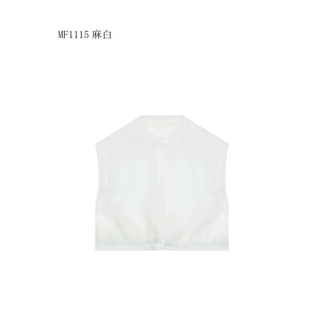 【麻訪家】MF1115麻白文艺简约设计感休闲坎肩开衫上衣