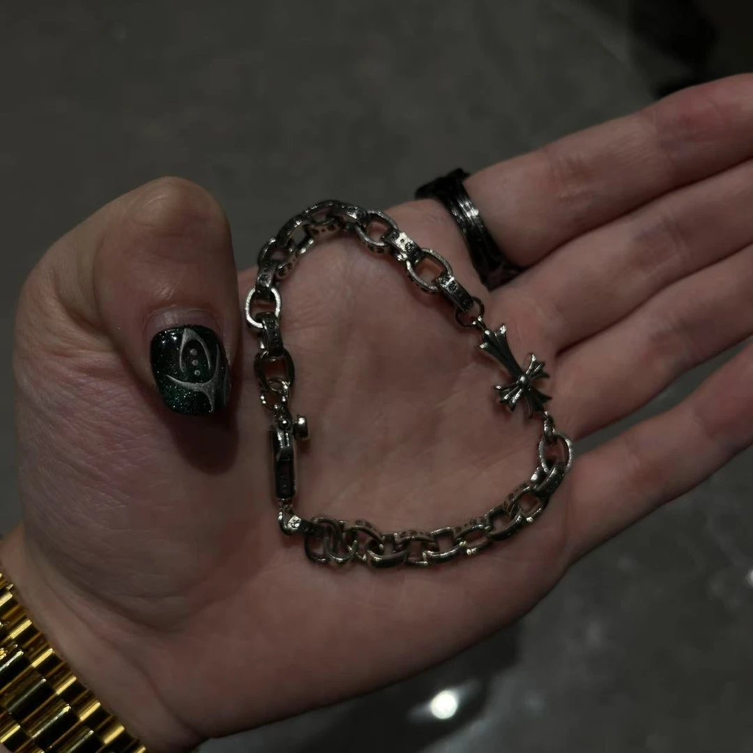 合金手链 【蛇年 银翼十字 手链】十字连体字母手链尚百搭复古古风