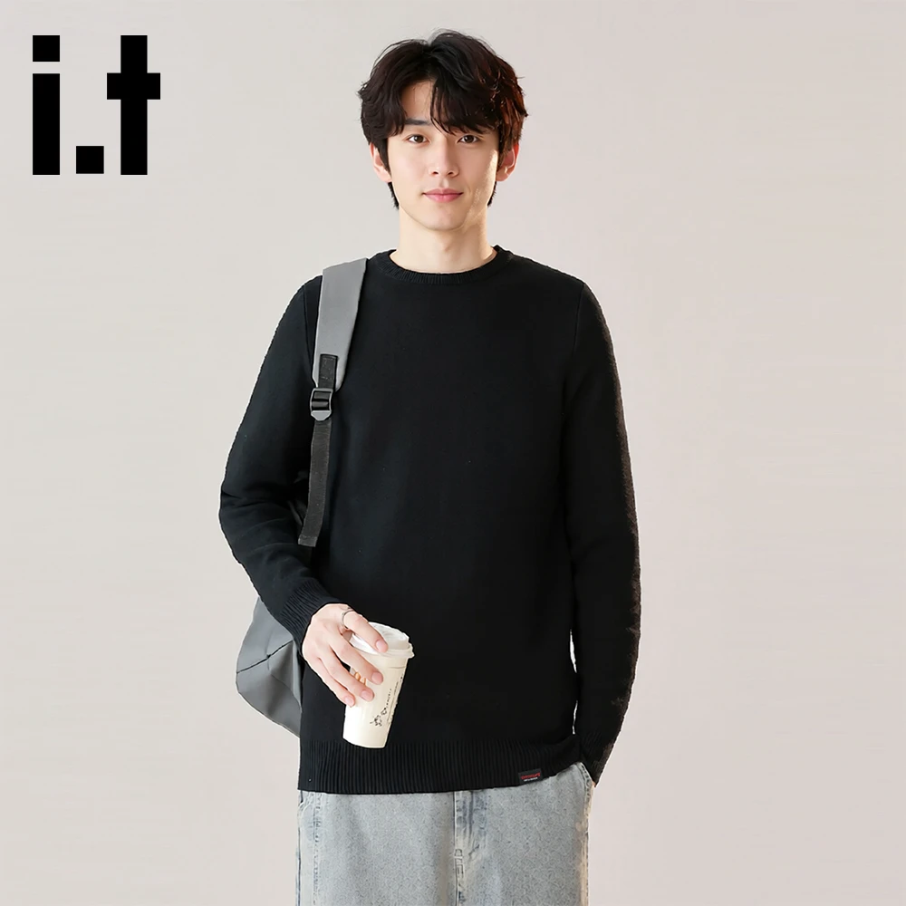 it:CHOCOOLATE美式潮流简约圆领内搭保暖针织衫男士2025秋冬毛衣