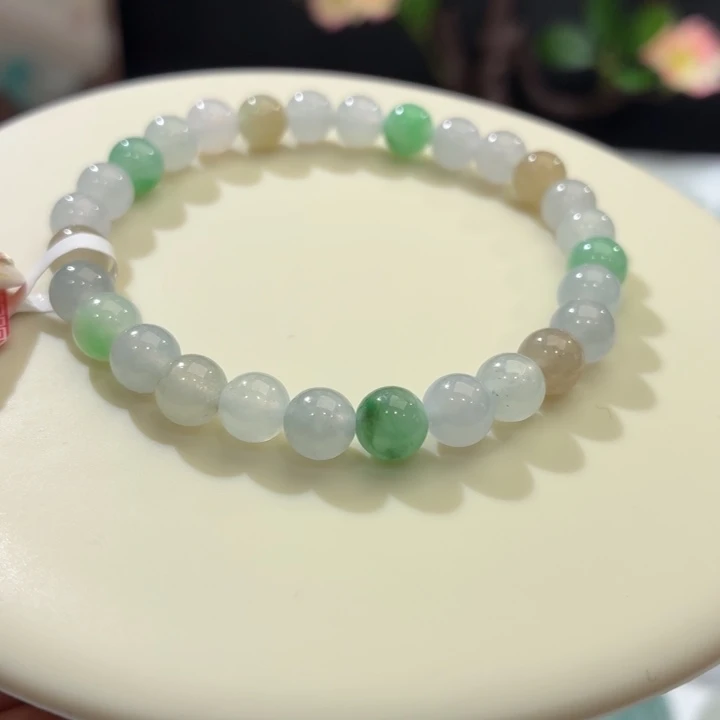 翡翠未镶嵌手链冰胶多宝卡6.8