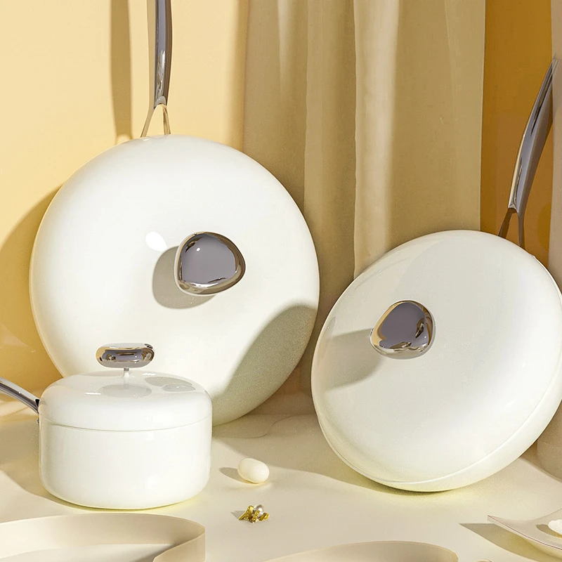 燃气灶鹅卵石炒锅麦饭石色不粘锅家用陶瓷炒菜锅奶锅煎炒锅电磁炉