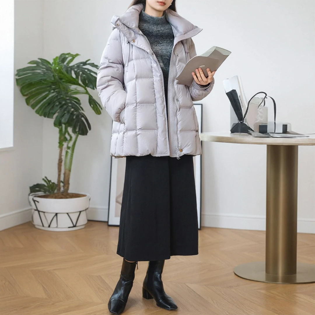【佳】中长款白鸭绒保暖御寒外套2025冬季新款专柜撤柜女装