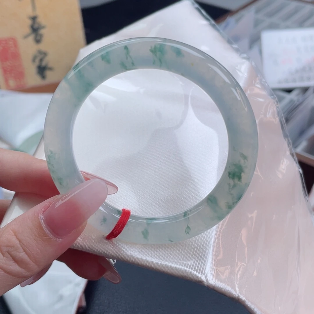 未镶嵌手镯翡翠53.2白冰碎花镯 清新雅致唯美感 强推27号