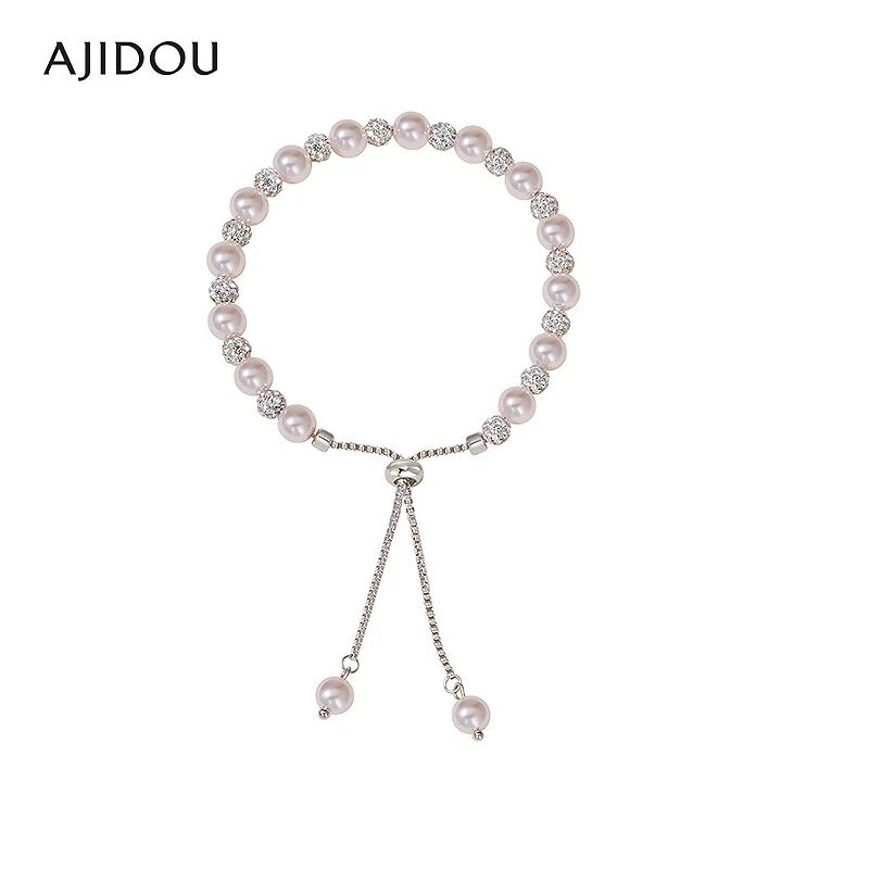 非金属仿珍珠手链 AJIDOU阿吉豆温婉时尚女款珍珠手链抽拉【JF】