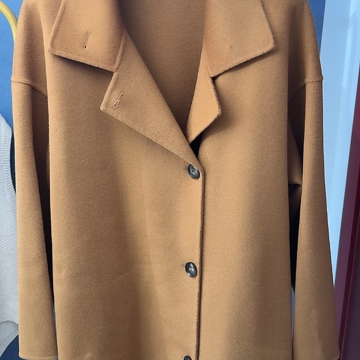 S尺码西装领金托色纯羊毛