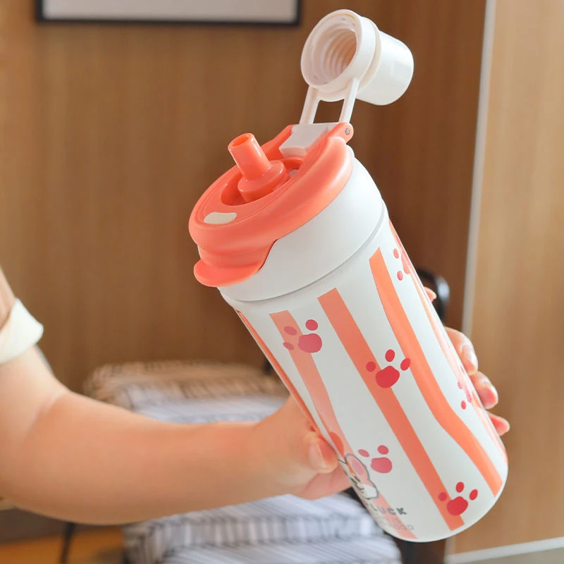 吸管保温杯大容量女水杯儿童学生随行杯子双饮不锈钢便携