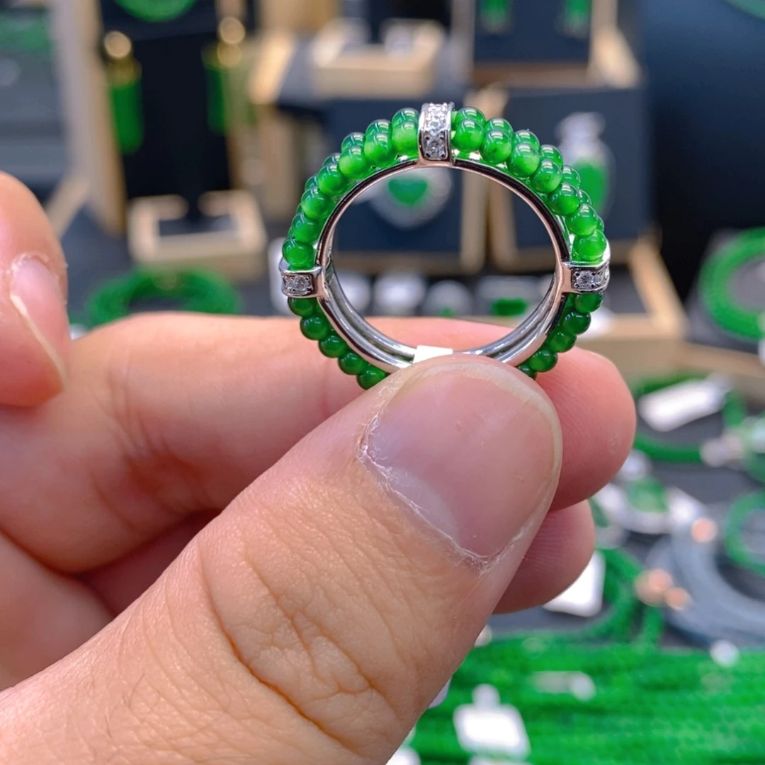 翡翠颈饰银S925镶嵌拍下备注圈口