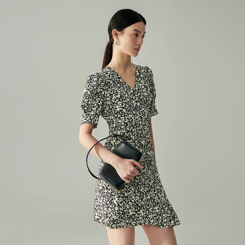 【羊羊粉丝专享】MOFAN摩凡夏新款绿色花纹连衣裙