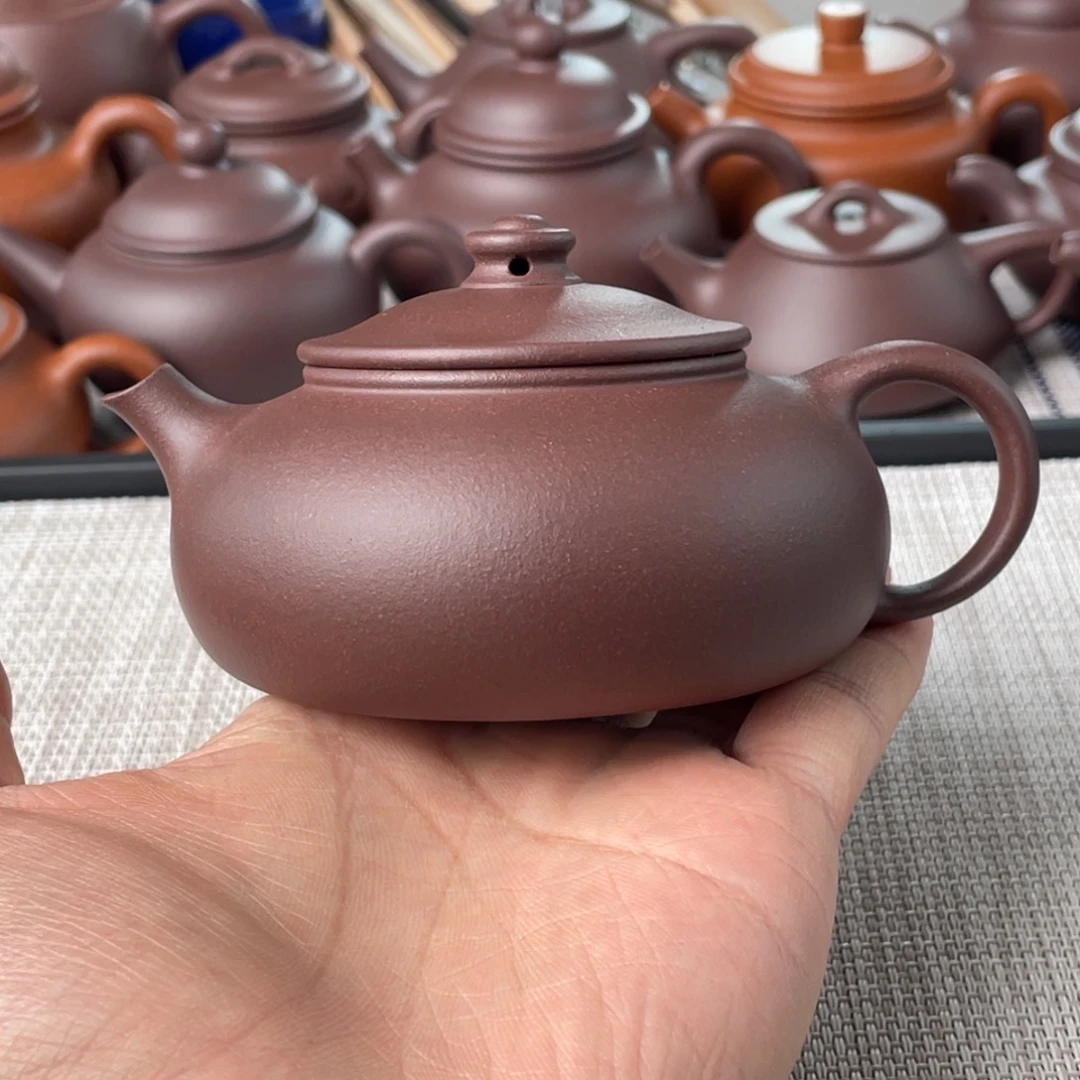 紫砂茶壶半手工老紫泥寒江壶170cc