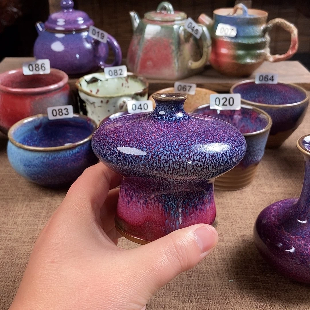 夜***露瓷片钧瓷茶壶茶具