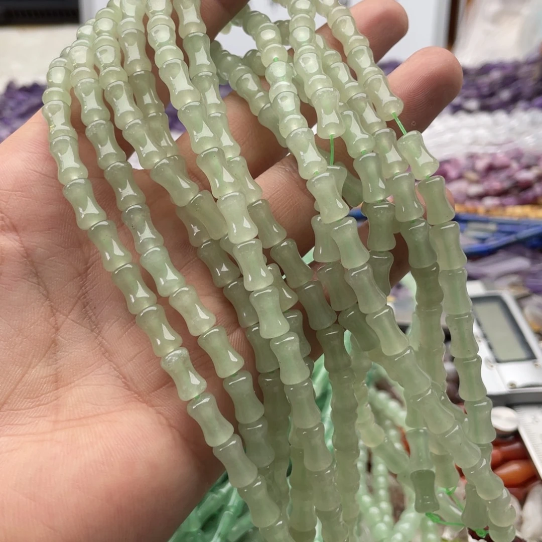 玛瑙/玉髓合金珠宝半成品一条装6*10mm东陵玉竹节