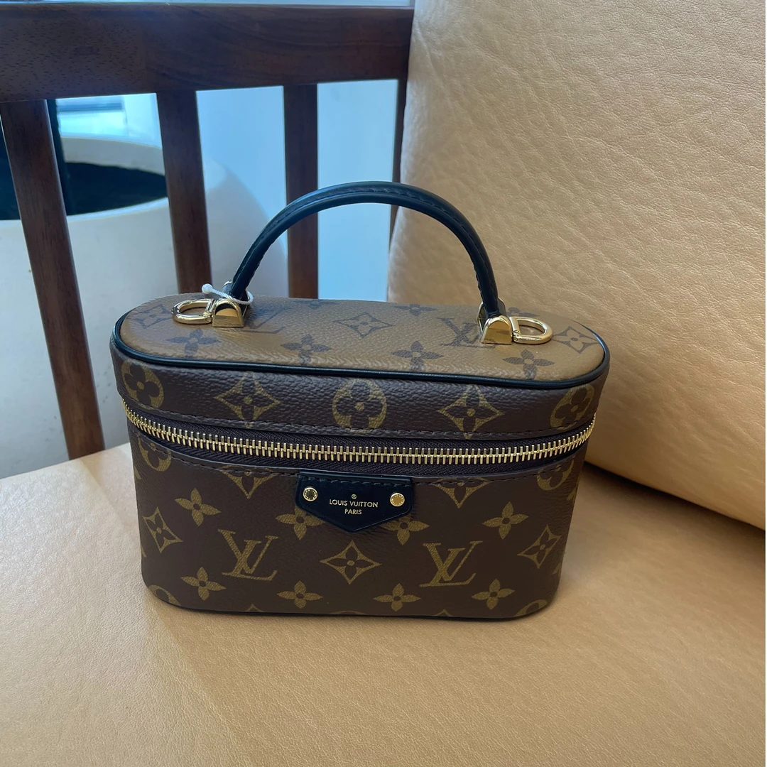 99新 LouisVuitton/路易威登 【辛河奢品】老花vanity化妆盒斜跨包