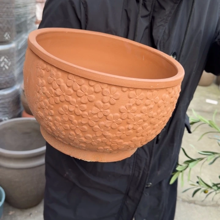 紫砂花盆口30高19 宜兴红陶