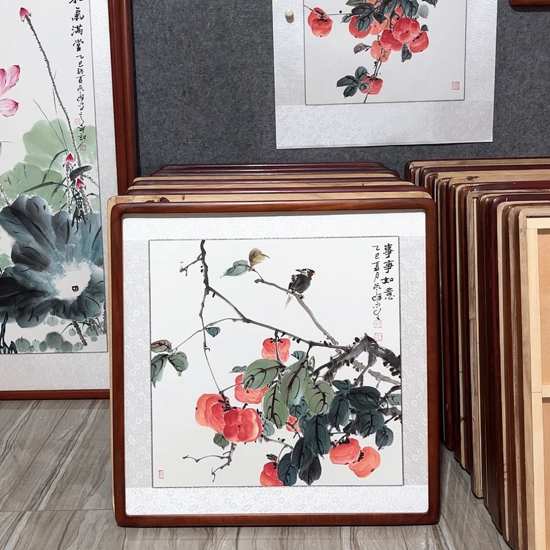 国画书画作品带框63×63
