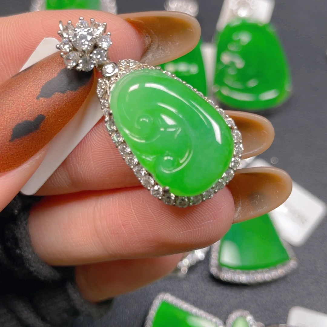 翡翠银S925镶嵌吊坠(不含链)